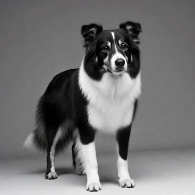 Black and white Border Collie standing