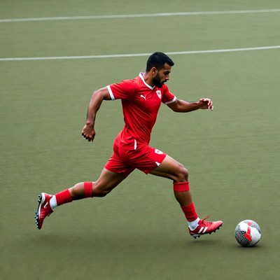 Man running with soccer ball
