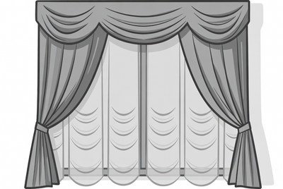 Gray Draped Curtains Illustration