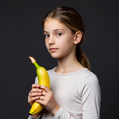 Girl holding yellow banana