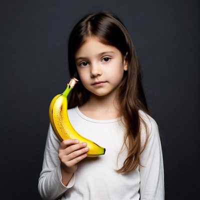 Girl holding yellow banana