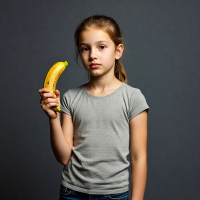 Girl holding yellow banana