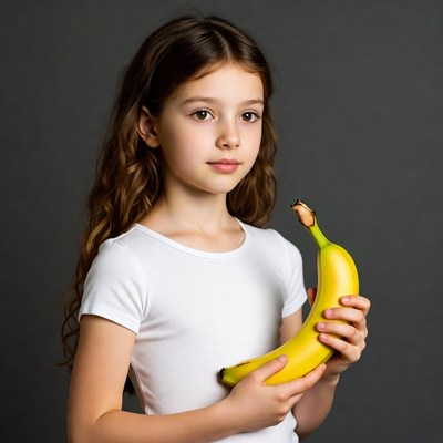 Girl holding yellow banana