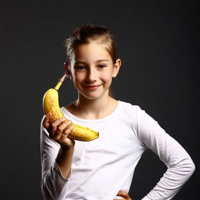 Girl holding yellow banana