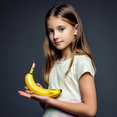 Girl holding yellow banana