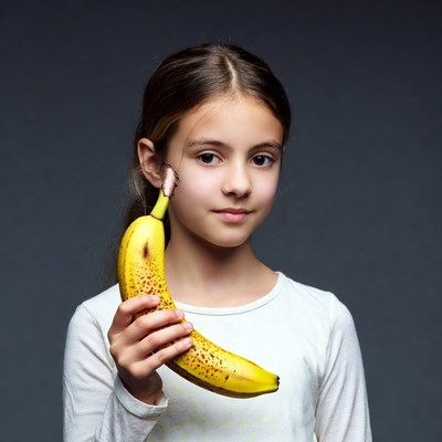 Girl holding ripe banana