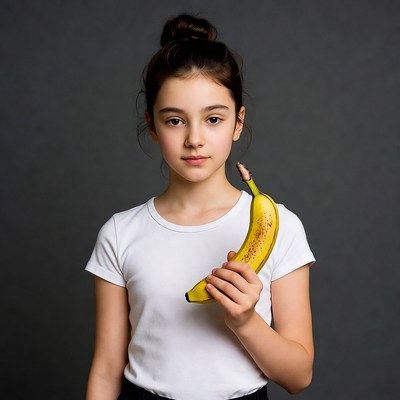 Girl holding yellow banana