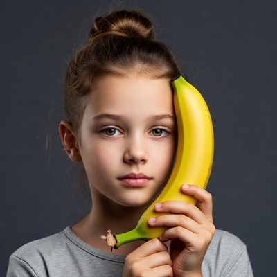 Girl holding yellow banana