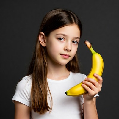 Girl holding yellow banana