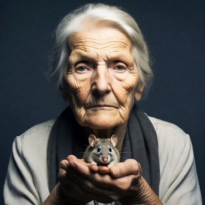 Elderly woman holding mouse
