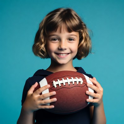 Girl holding football
