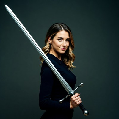 Woman holding large sword