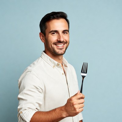 Man holding fork