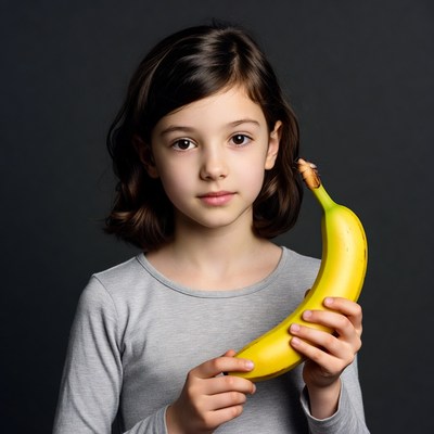 Girl holding yellow banana
