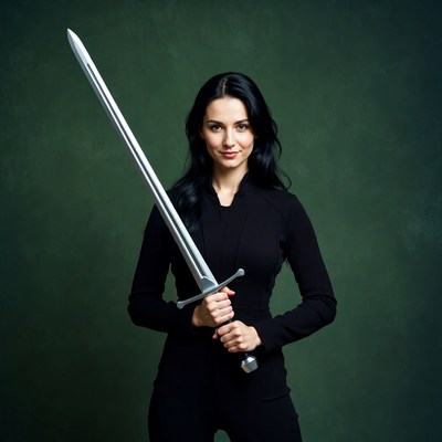 Woman holding large sword