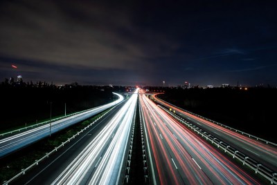 Highway Traffic Light Trails at Night