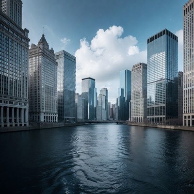 Chicago River Between Skyscrapers