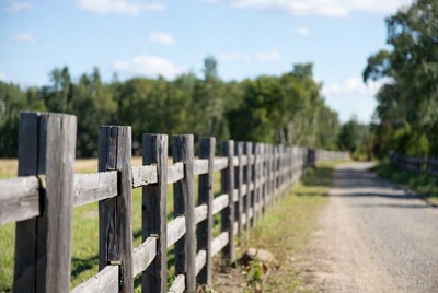 Wooden fence along rural path