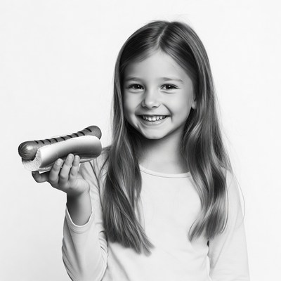 Girl holding hot dog