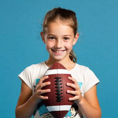 Girl holding football