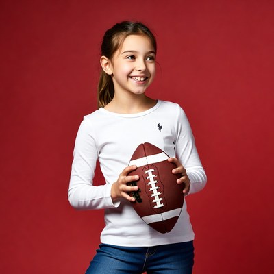 Girl holding football