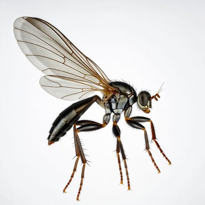 Crane Fly on White Background