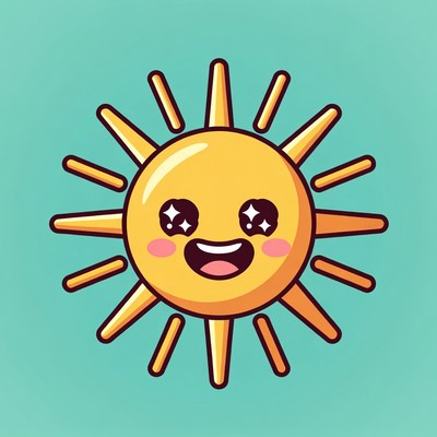 Cute Smiling Kawaii Sun Illustration