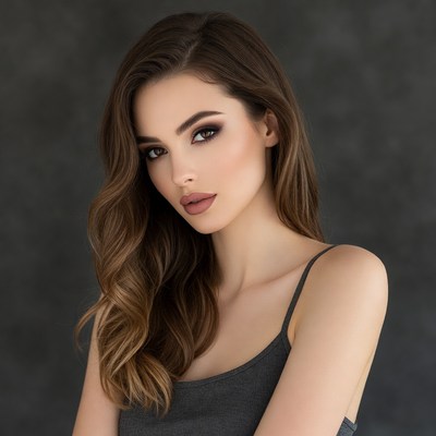 Beautiful woman with wavy brown hair