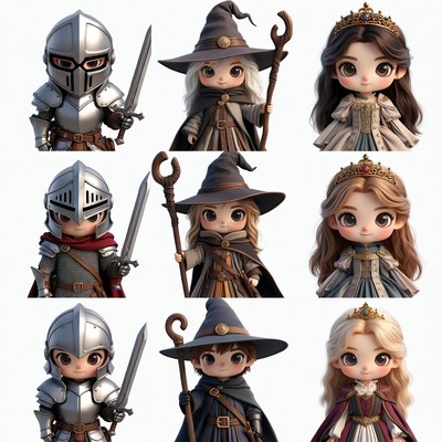 Chibi Knight Witch Princess Characters