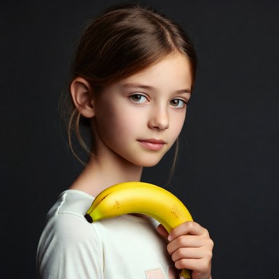 Girl holding yellow banana