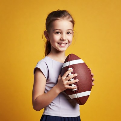 Girl holding football