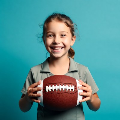 Girl holding football
