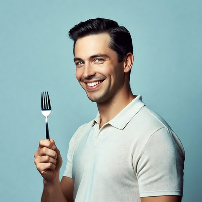 Man holding fork