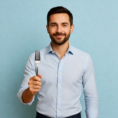 Man holding fork