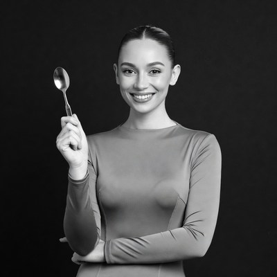 Woman holding spoon