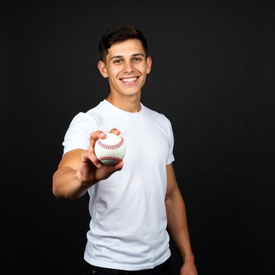 Young man holding baseball