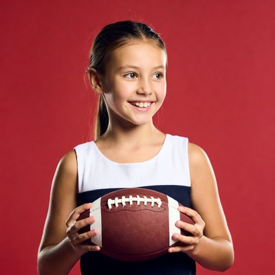 Girl holding football