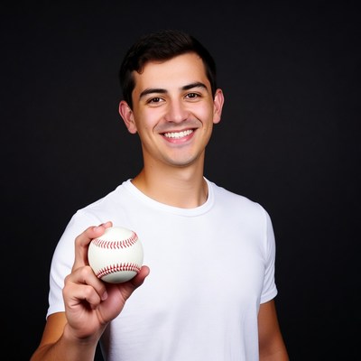 Young man holding baseball