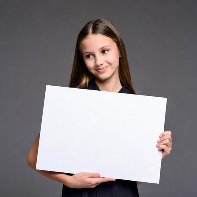 Girl holding blank sign