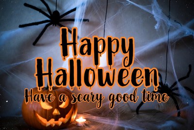 Happy Halloween with Spiders and Pumpkin