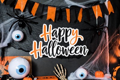 Happy Halloween with Spiders and Cobwebs