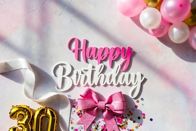 Happy Birthday with Pink Balloons