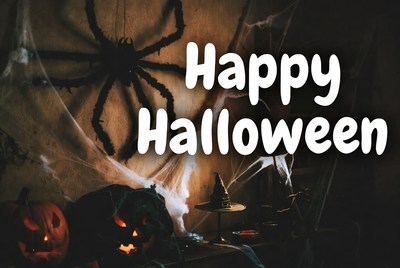 Happy Halloween with Spider and Pumpkin