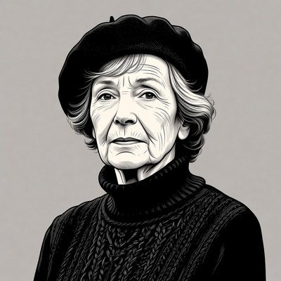 Elderly woman wearing black beret
