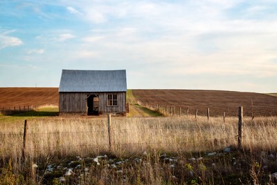Old Barn in Rural Field