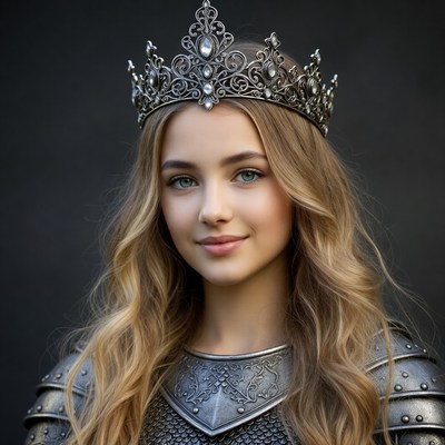 Blonde girl in crown and armor