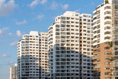 Modern White High-Rise Buildings Skyline