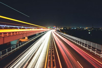 Highway Light Trails at Night