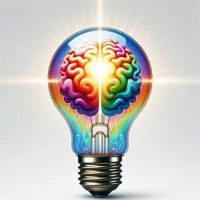 Colorful Brain Lightbulb Illustration