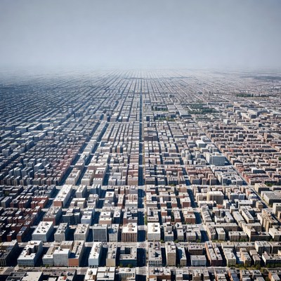 Aerial View of Dense City Grid